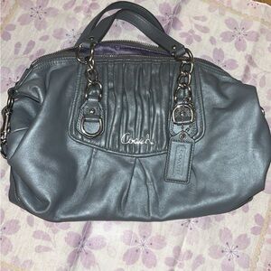 Vintage Metallic Gray Blue Coach Bag
